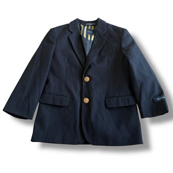Nautica Boys Navy Blue Dress Jacket - Size 5 - Gold Buttons - Picture 1 of 5